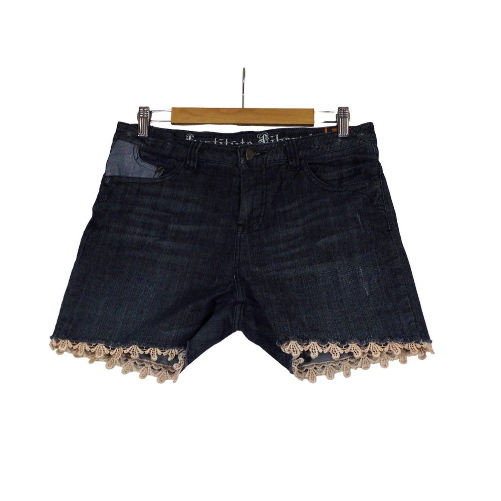 Institute Liberal lace bottom‎ raw hem denim shorts 14